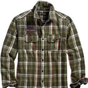 Harley-Davidson Men's Flannel Plaid Slim Fit Shirt